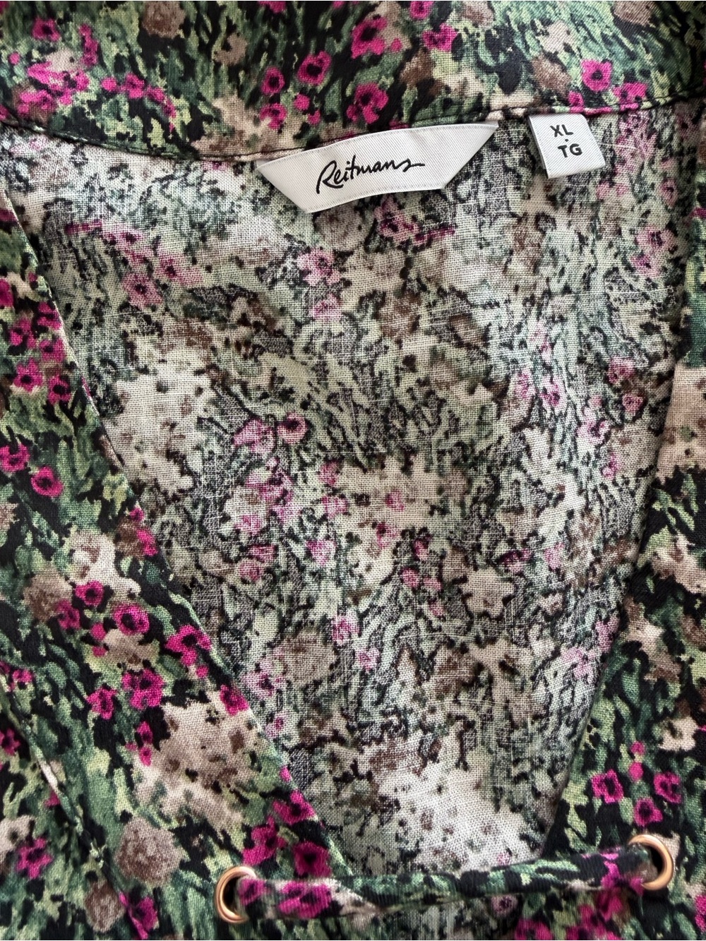 Like New, 55% linen, green and pink floral dress